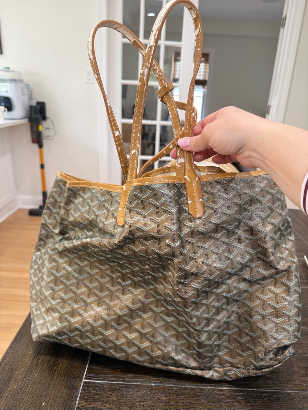 Tote in Brown and Tan Leather Trim